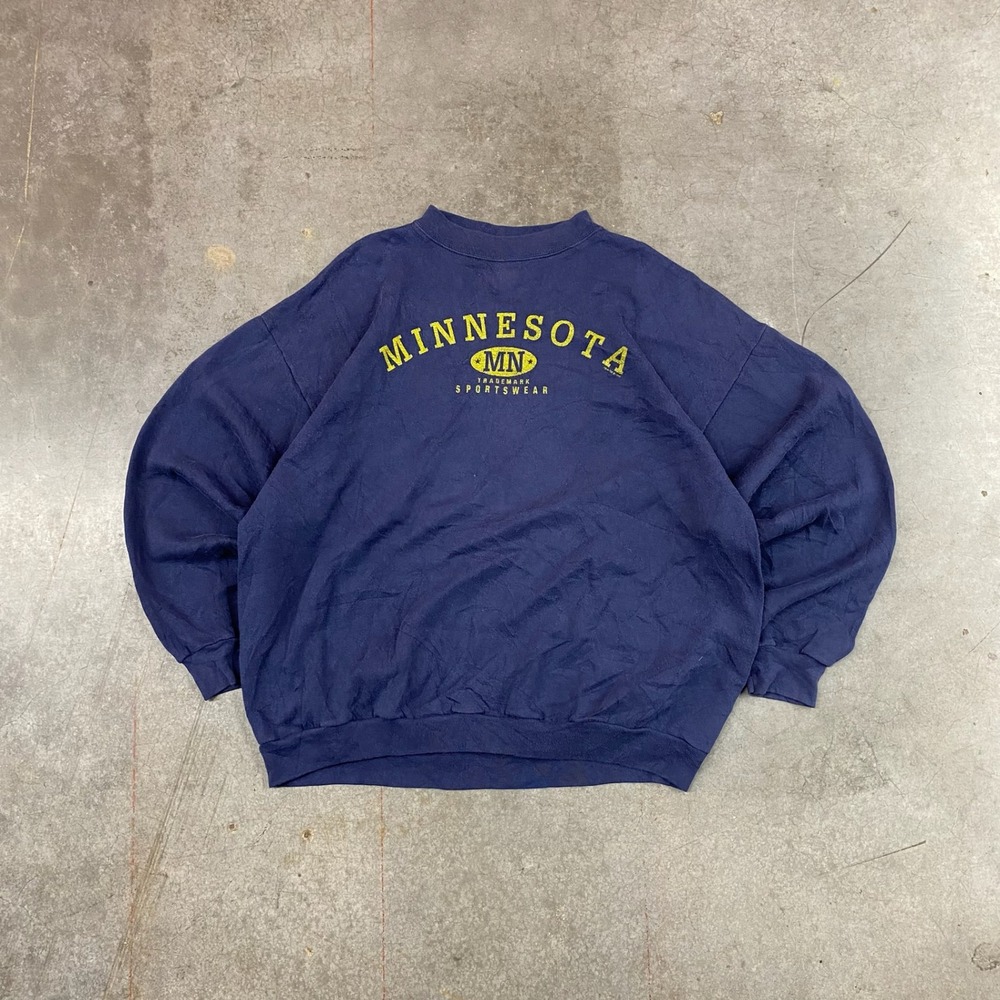 Vintage Minnesota Sportswear Crewneck Sweatshirt Navy Men's Size 2XL‎